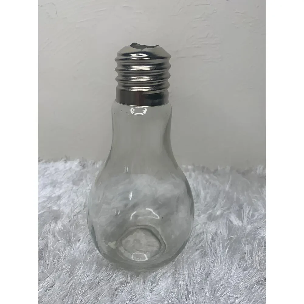 Lightbulb Sheer Vase Metal Screw Base 7.5